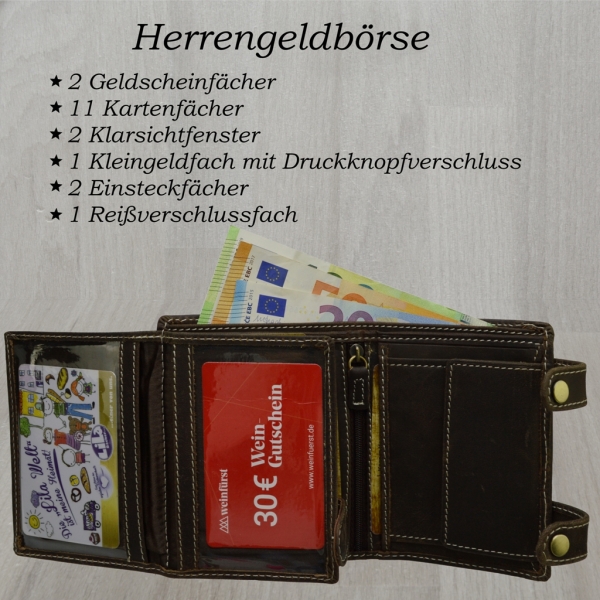 Wild Things Edition Herren Biker Geldbörsen mit RFID Schutz Hosenkette (Hochf. braun)